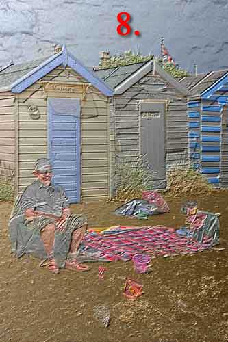 Beach hut Bas Relief Colour Blended