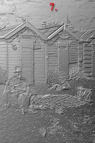 Beach hut Bas Releif
